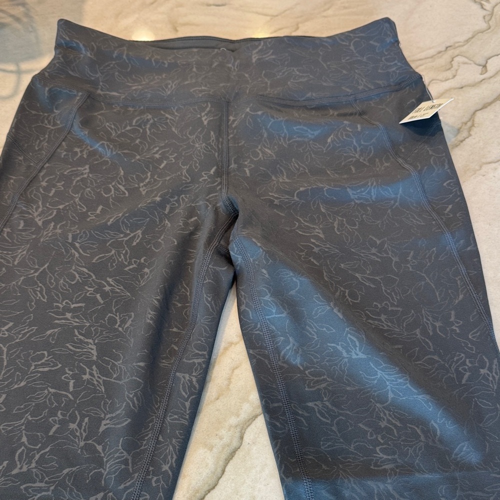 Sweaty Betty dark grey with tonal light grey Floral Leggings